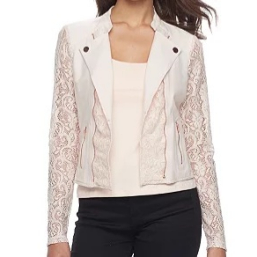 Candie's Cropped Lace Moto Jacket NWOT
